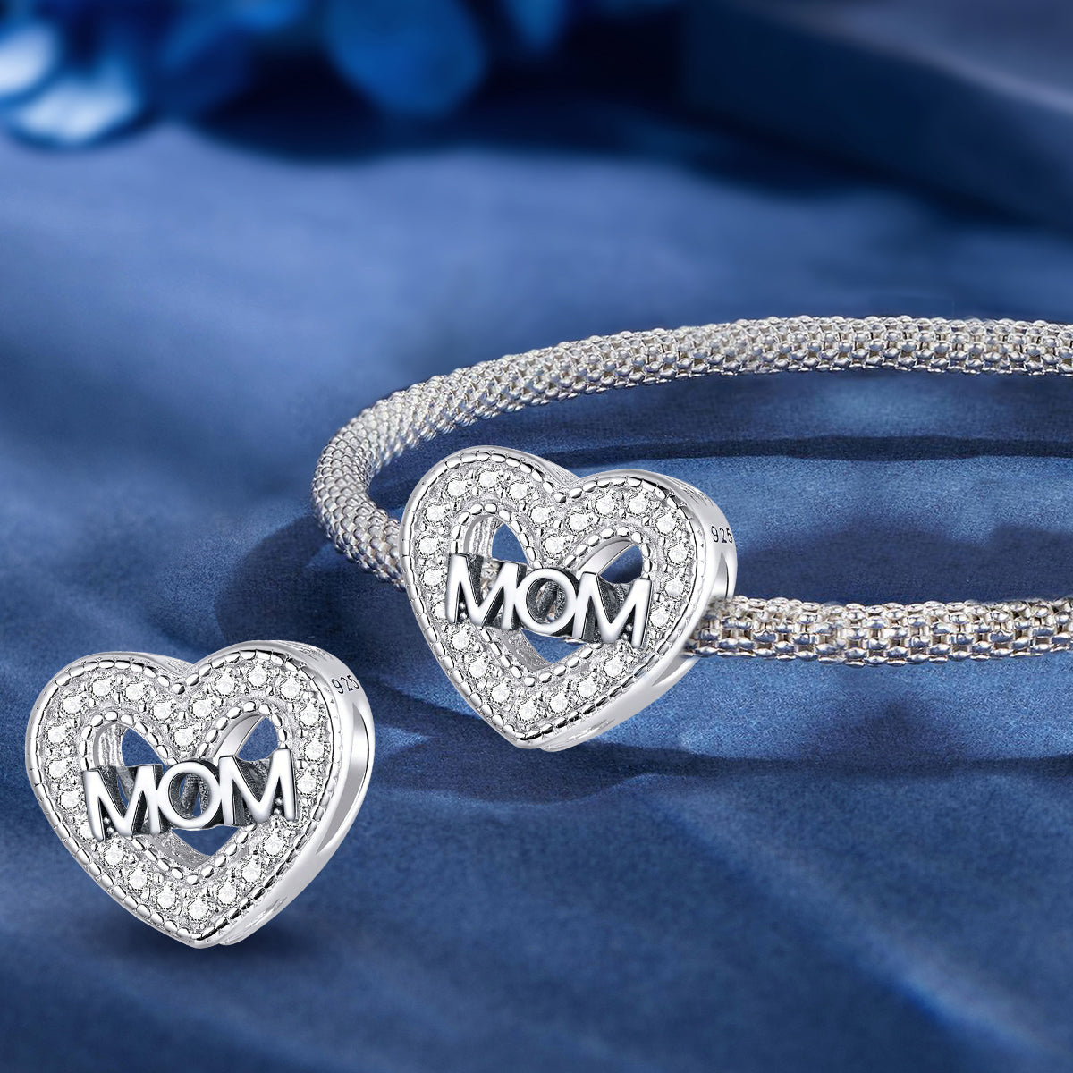 925 Sterling silver heart  charm bead