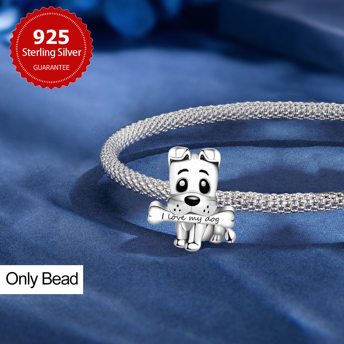 925 Sterling silver dog bead