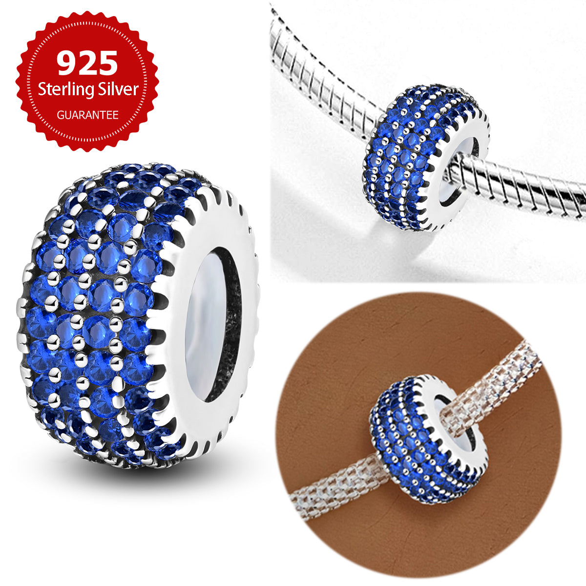 925 Sterling silver round charm bead