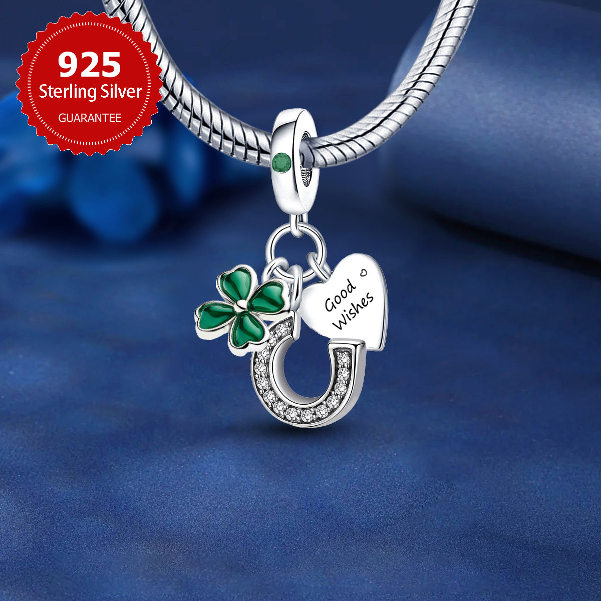 925 Sterling silver four-leaf clover charm bead