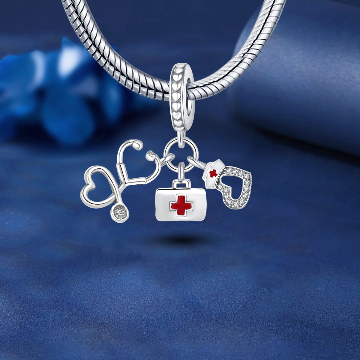 925 Sterling silver first aid kit charm bead