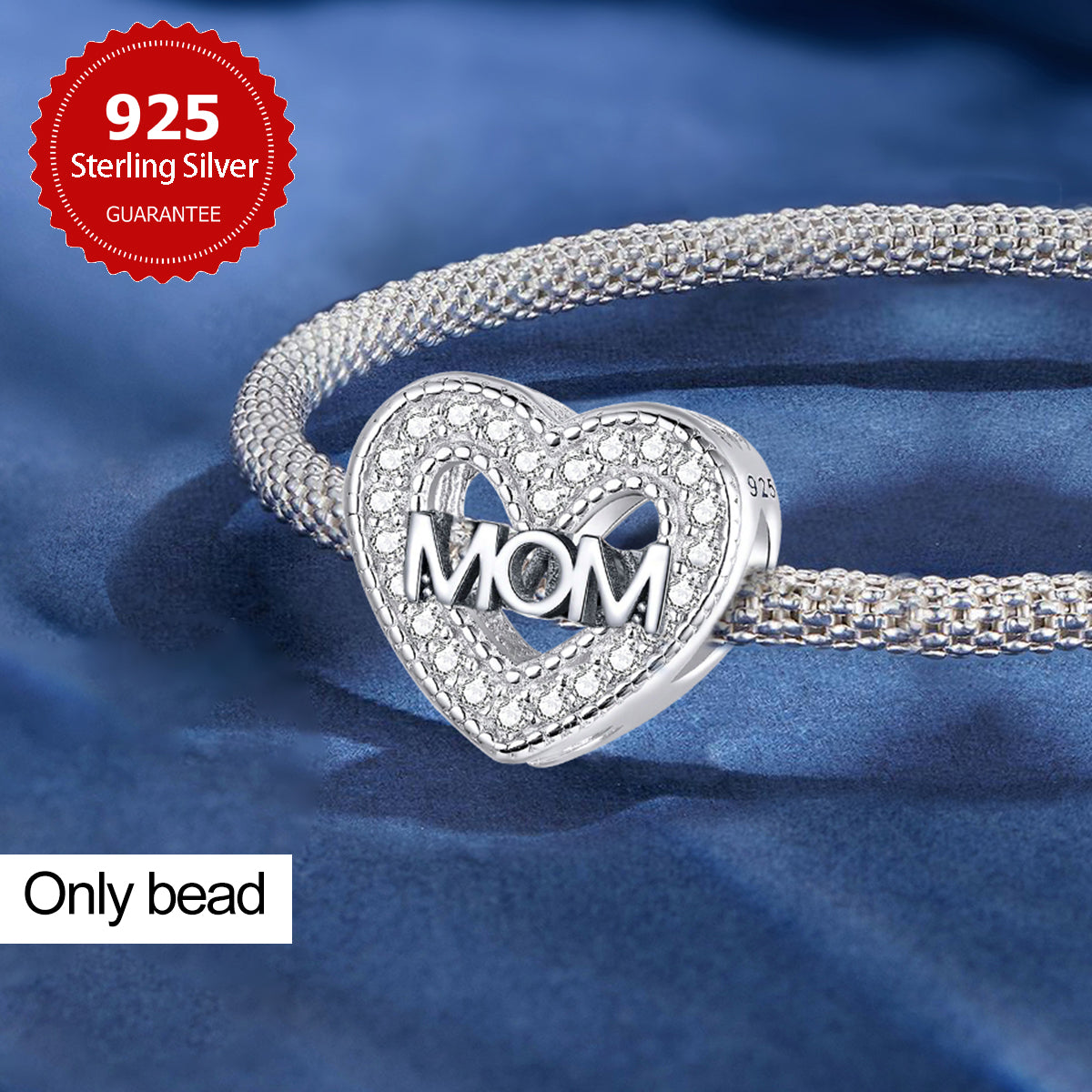925 Sterling silver heart  charm bead