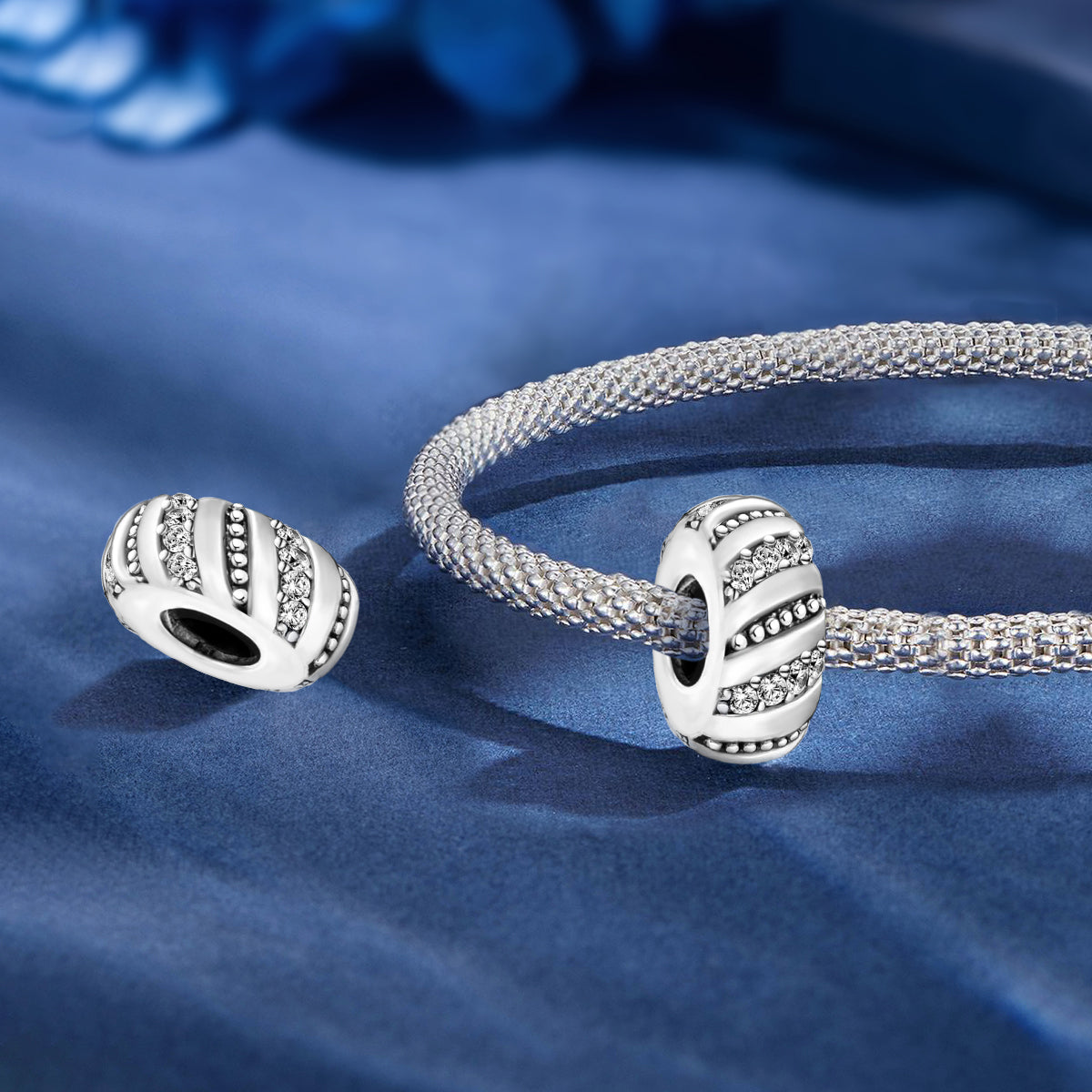 925 Sterling silver round  charm bead