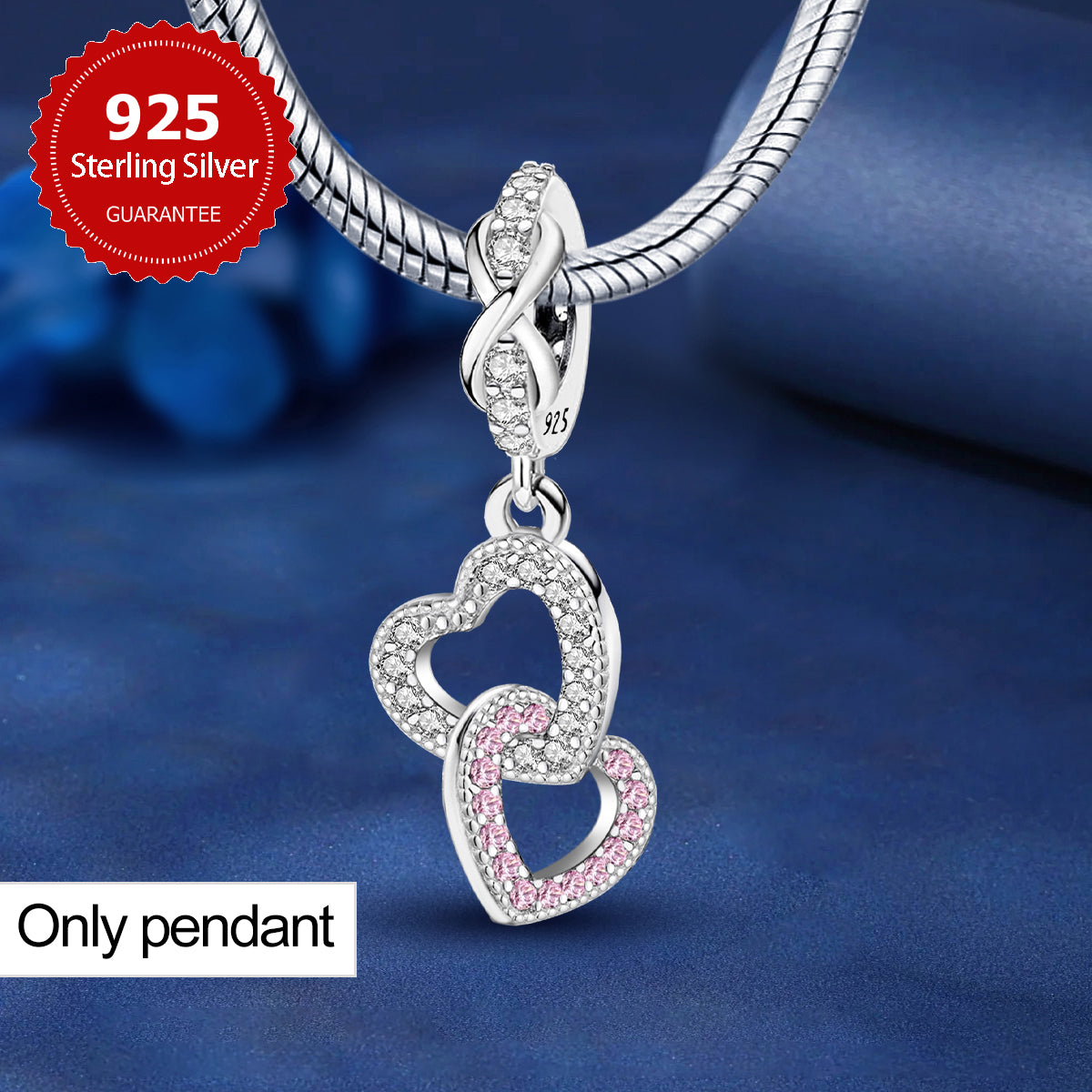 925 Sterling silver heart  charm bead