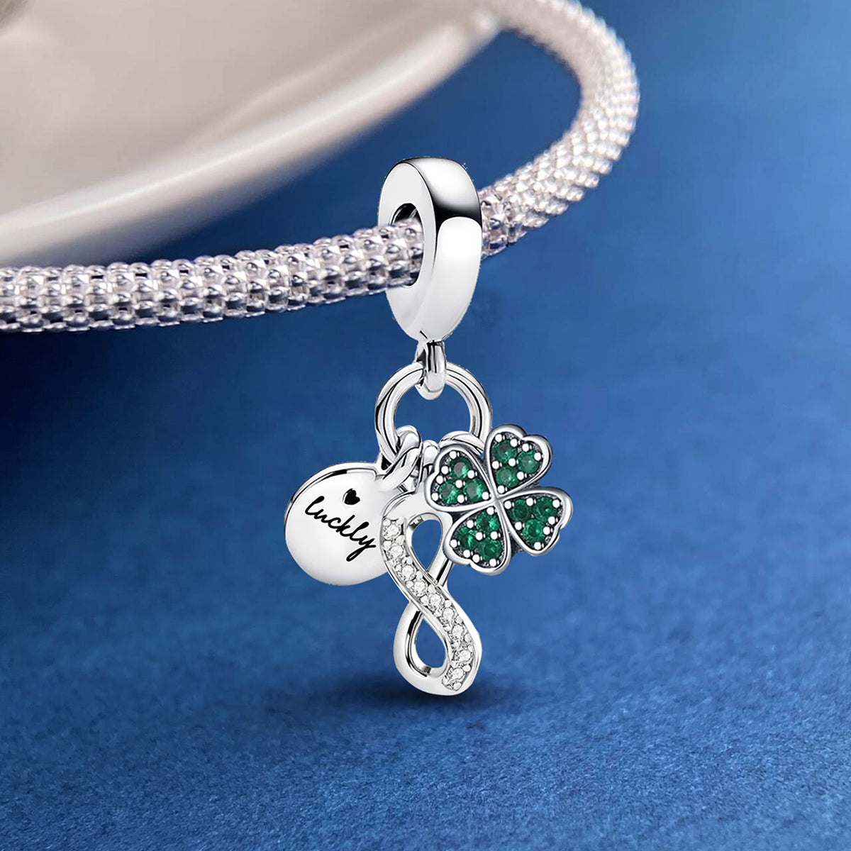 925 Sterling silver four-leaf clover charm bead