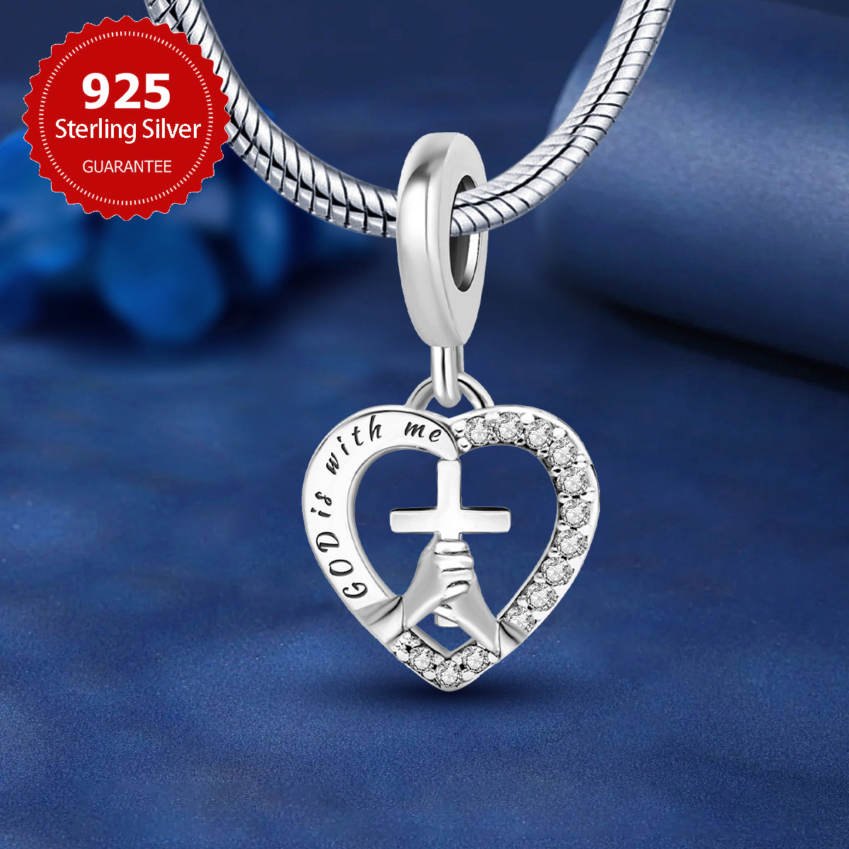 925 Sterling silver heart  charm bead