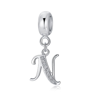 925 Sterling silver letter charm bead