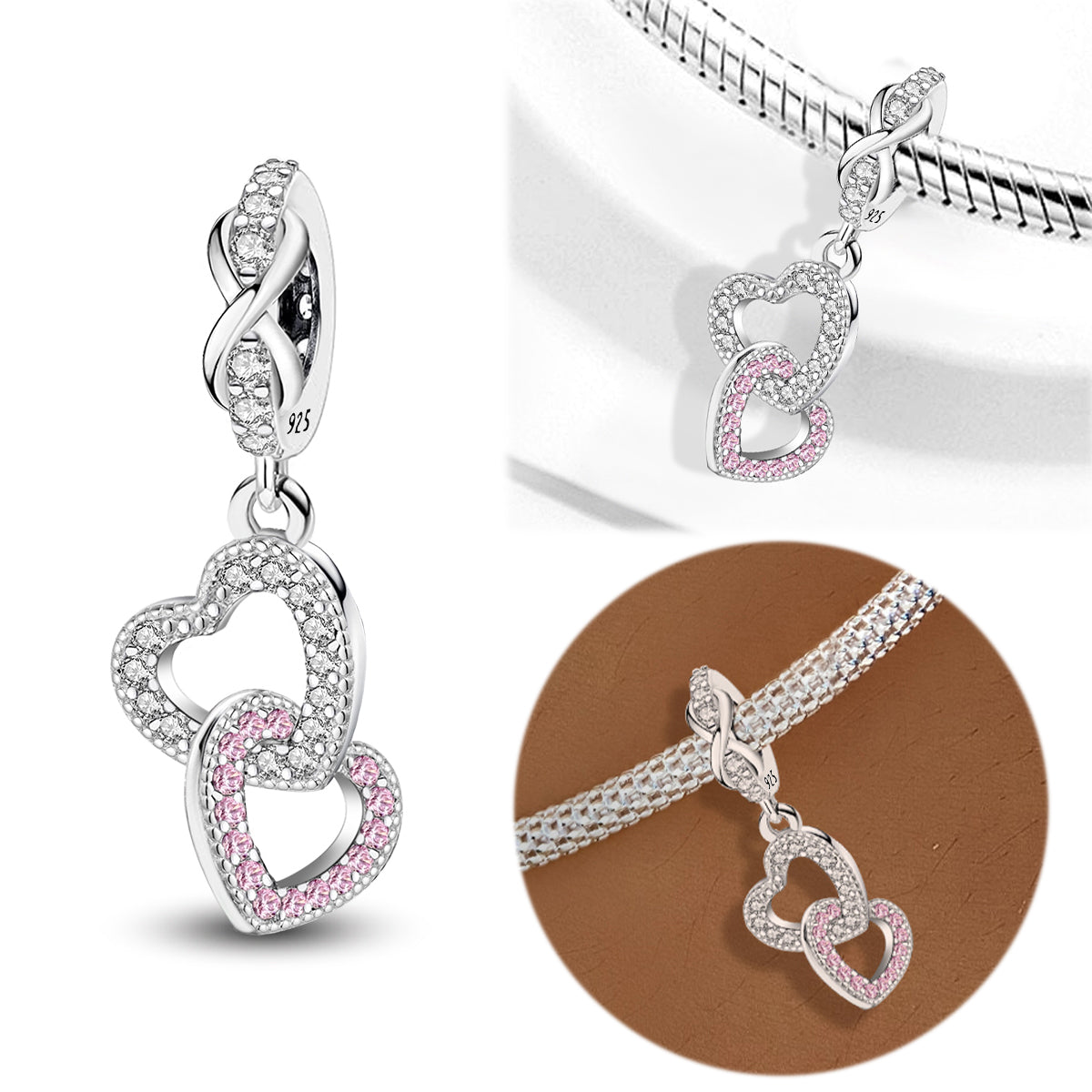 925 Sterling silver heart  charm bead