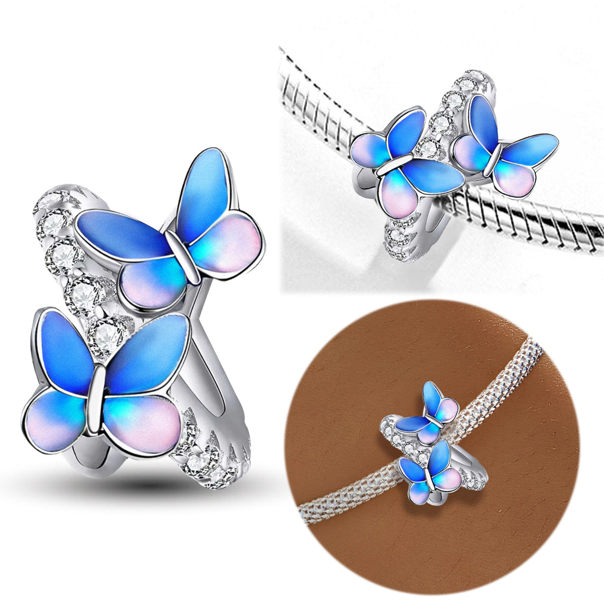 925 Sterling silver butterfly charm bead