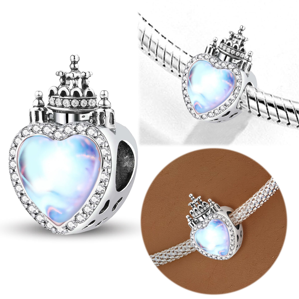 925 Sterling silver castle charm bead
