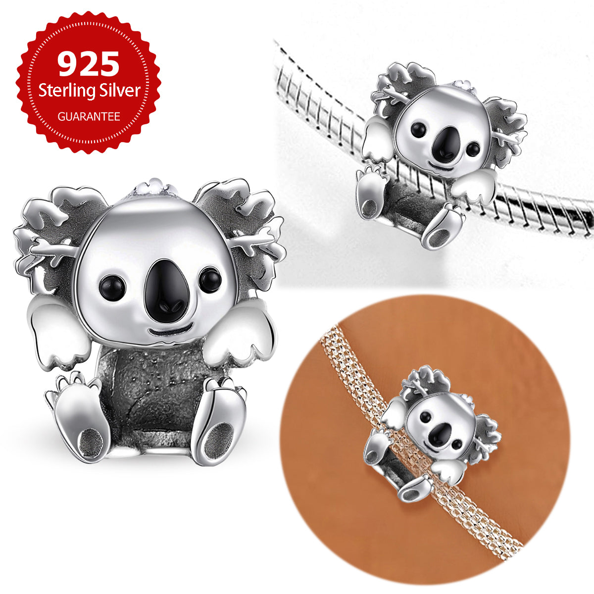 925 Sterling silver koala charm bead