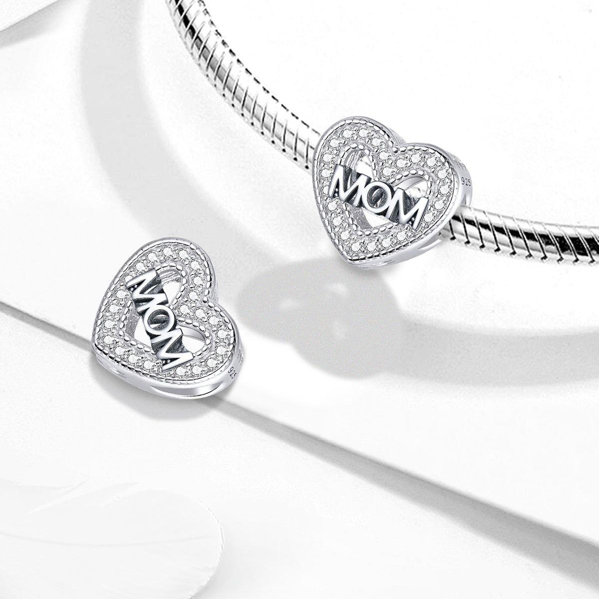 925 Sterling silver heart  charm bead