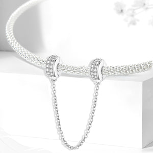 Double-Row Zircon Safety Chain | White Gold and Zircon