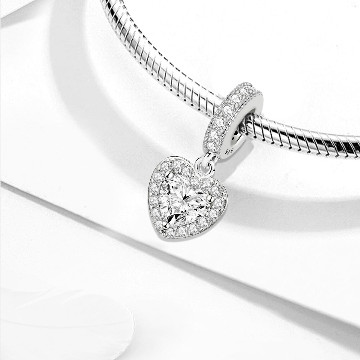 925 Sterling silver heart  charm bead