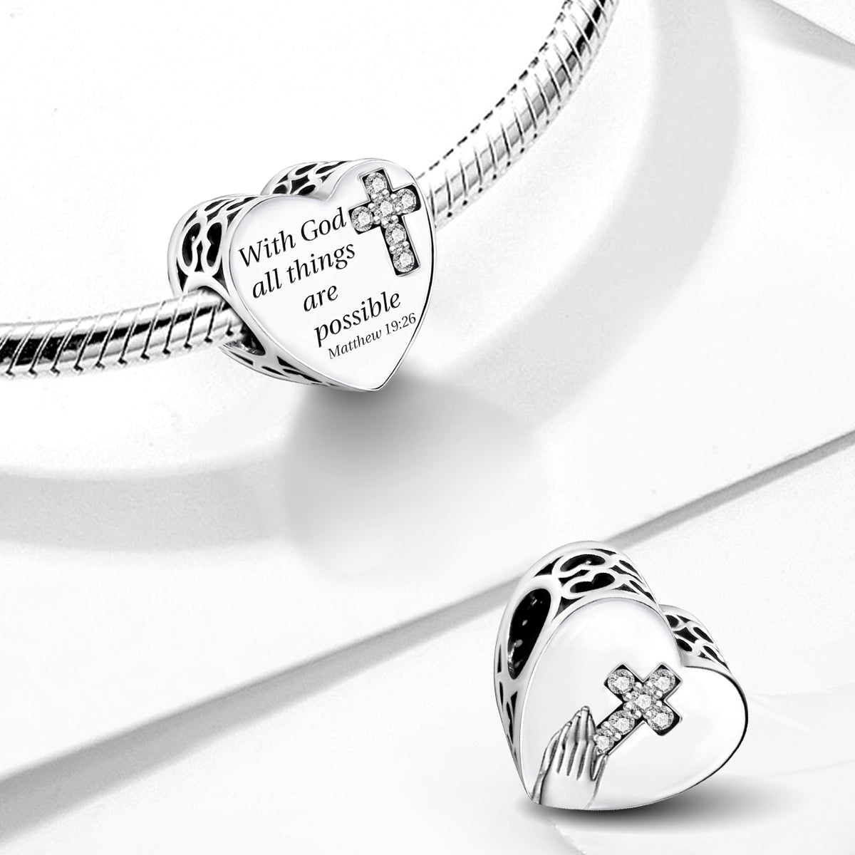 925 Sterling silver heart  charm bead