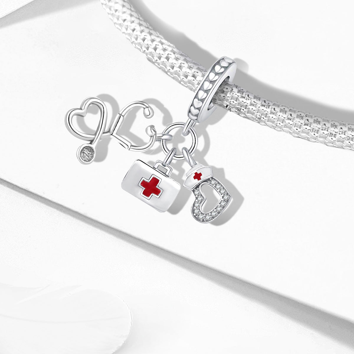 925 Sterling silver first aid kit charm bead