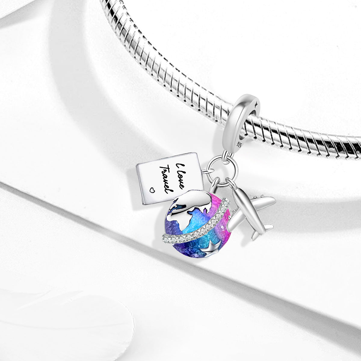 925 Sterling silver airplane charm bead