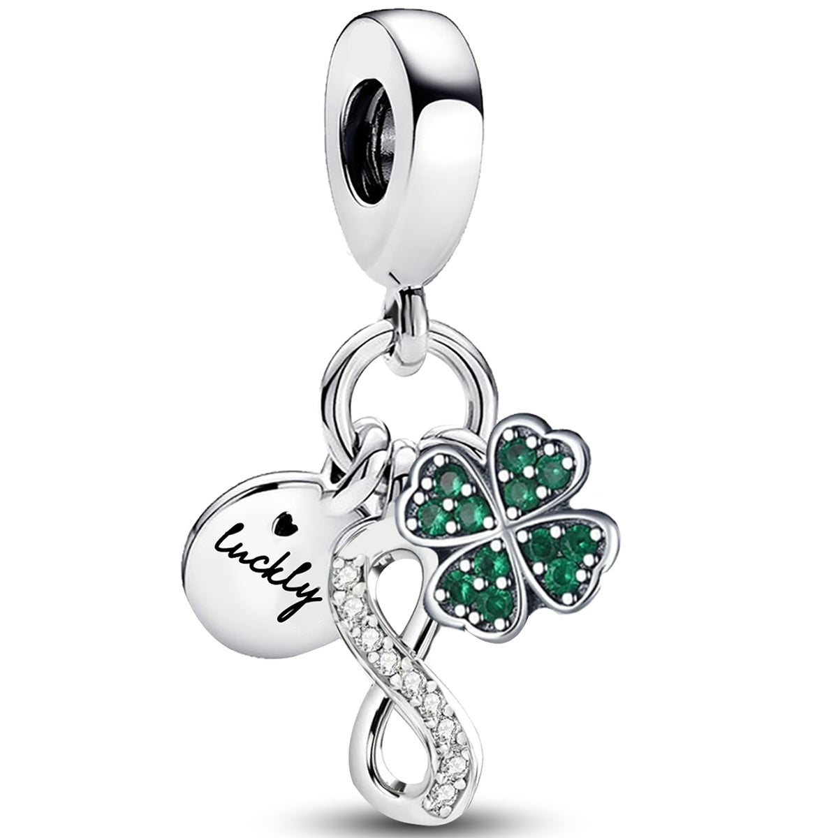 925 Sterling silver four-leaf clover charm bead