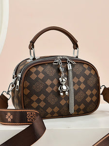 Versatile Shoulder Bag for Women: Retro Crossbody with Wide Strap & Bear Charm - 9 Colours