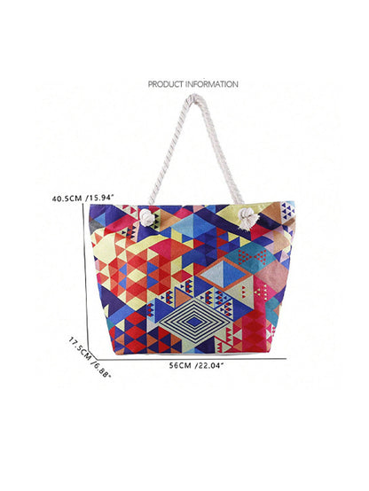 Bohemian geometric large-capacity handbag