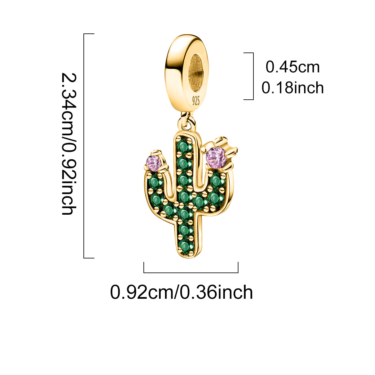 925 Sterling silver cactus bead