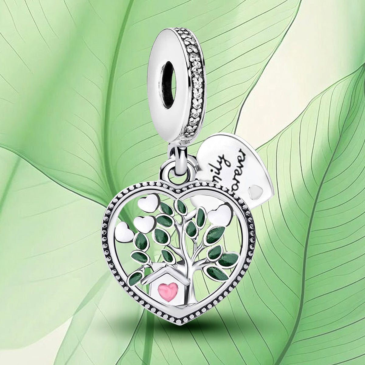 925 Sterling silver heart  charm bead