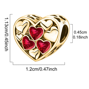 Heart-to-Heart Beads | Electroplated Gold + Dark Garnet Zircon