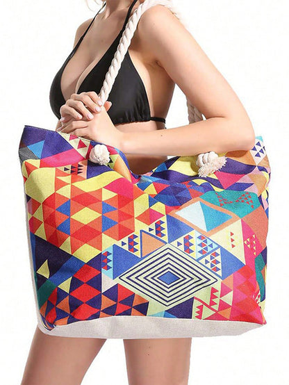 Bohemian geometric large-capacity handbag