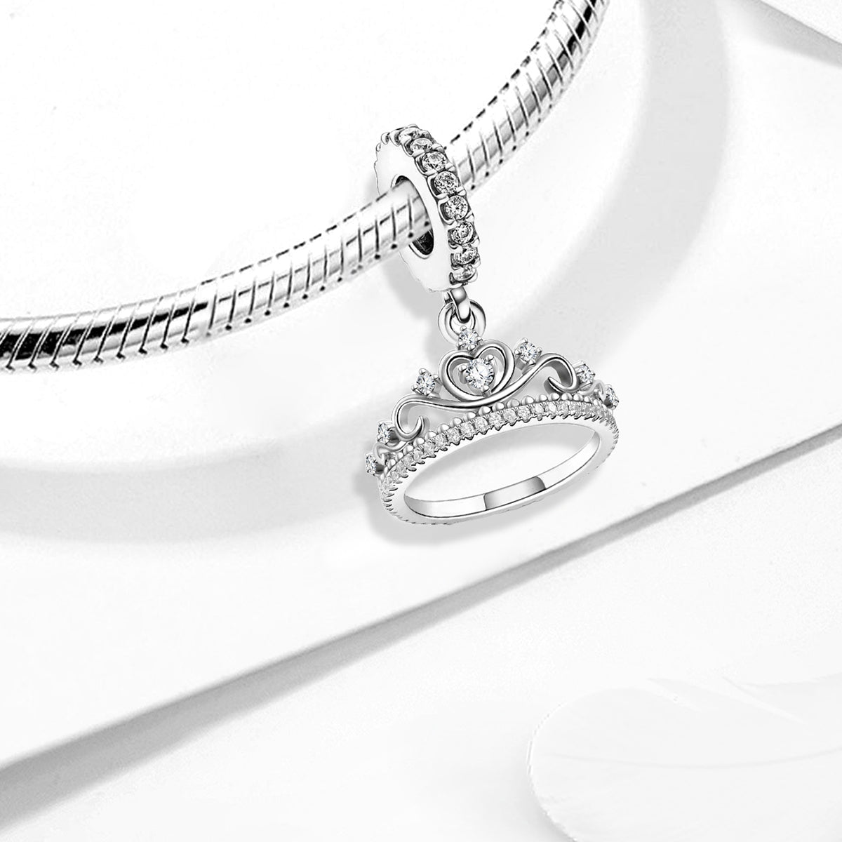 925 Sterling silver crown charm bead