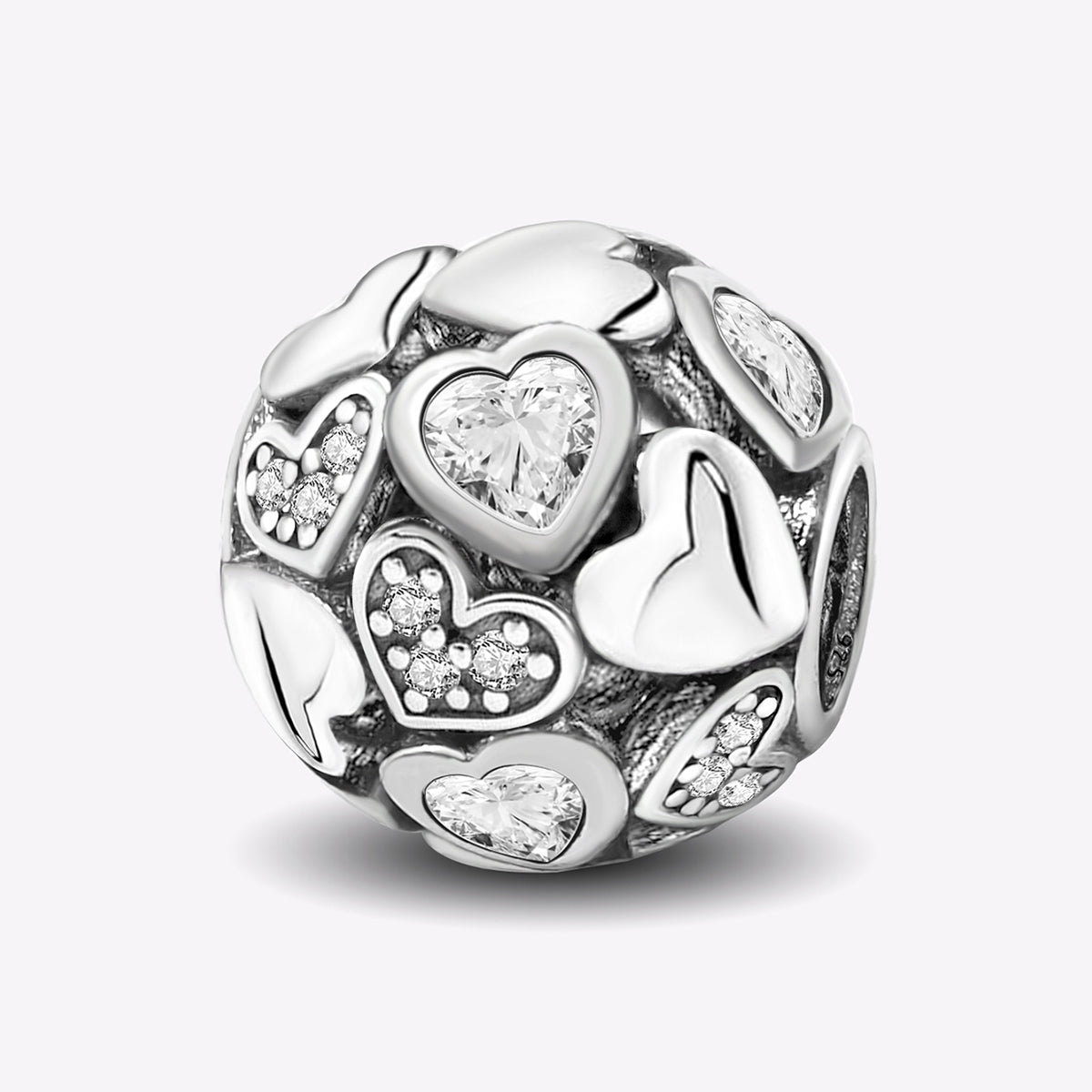 925 Sterling silver heart  charm bead