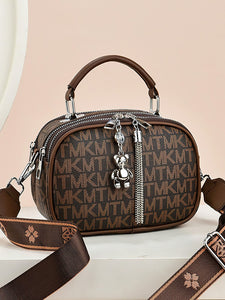 Versatile Shoulder Bag for Women: Retro Crossbody with Wide Strap & Bear Charm - 9 Colours