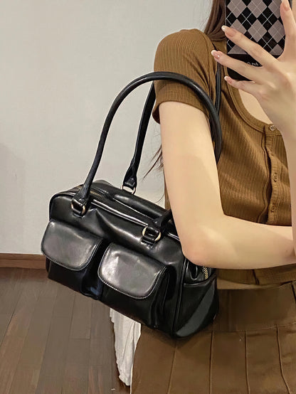 Minimalist Underarm Tote - Compact Commuter Bag with Hidden Compartment - 2 Colours