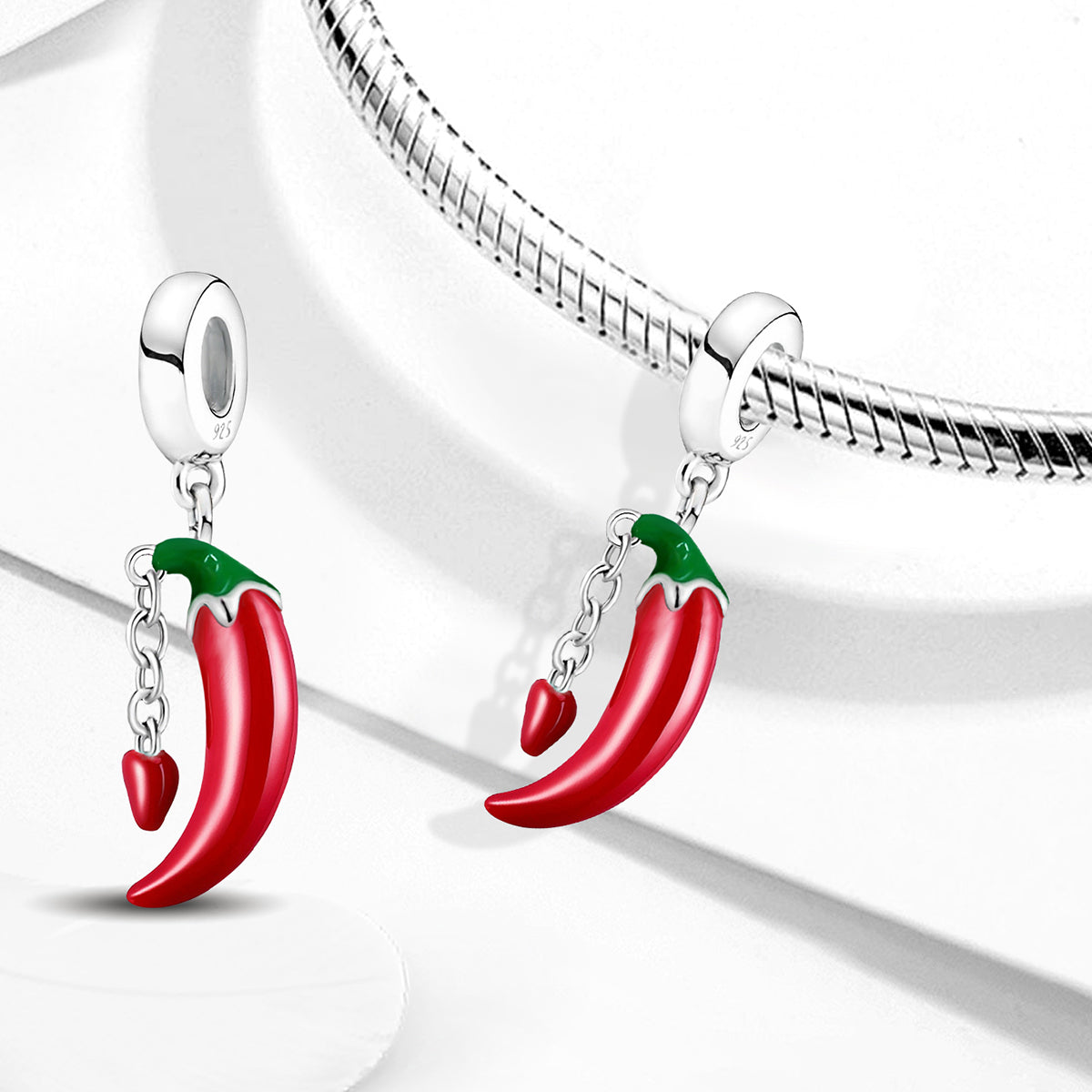 925 Sterling silver chili charm bead