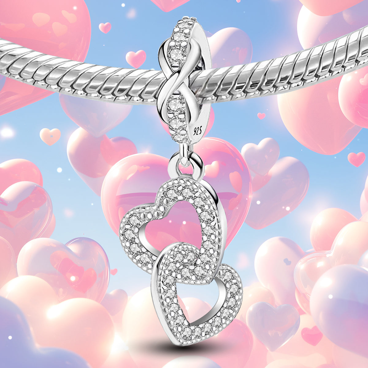 925 Sterling silver heart  charm bead