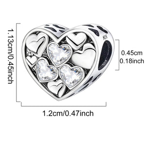 Bulb Black and White Zirconia Heart-Shaped Beads | Couple Jewelry