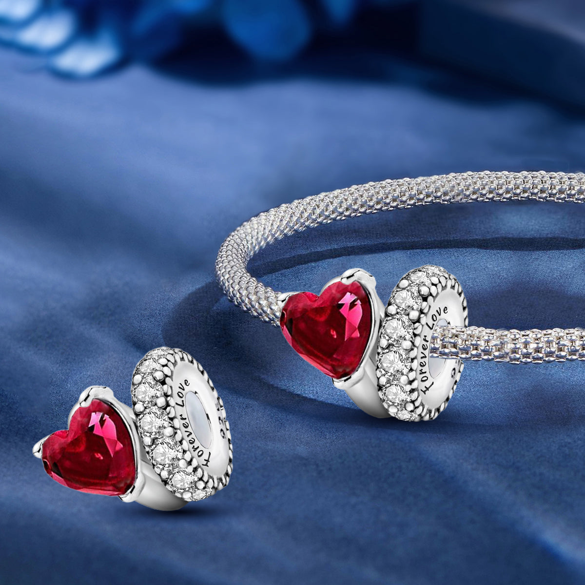 925 Sterling silver heart  charm bead