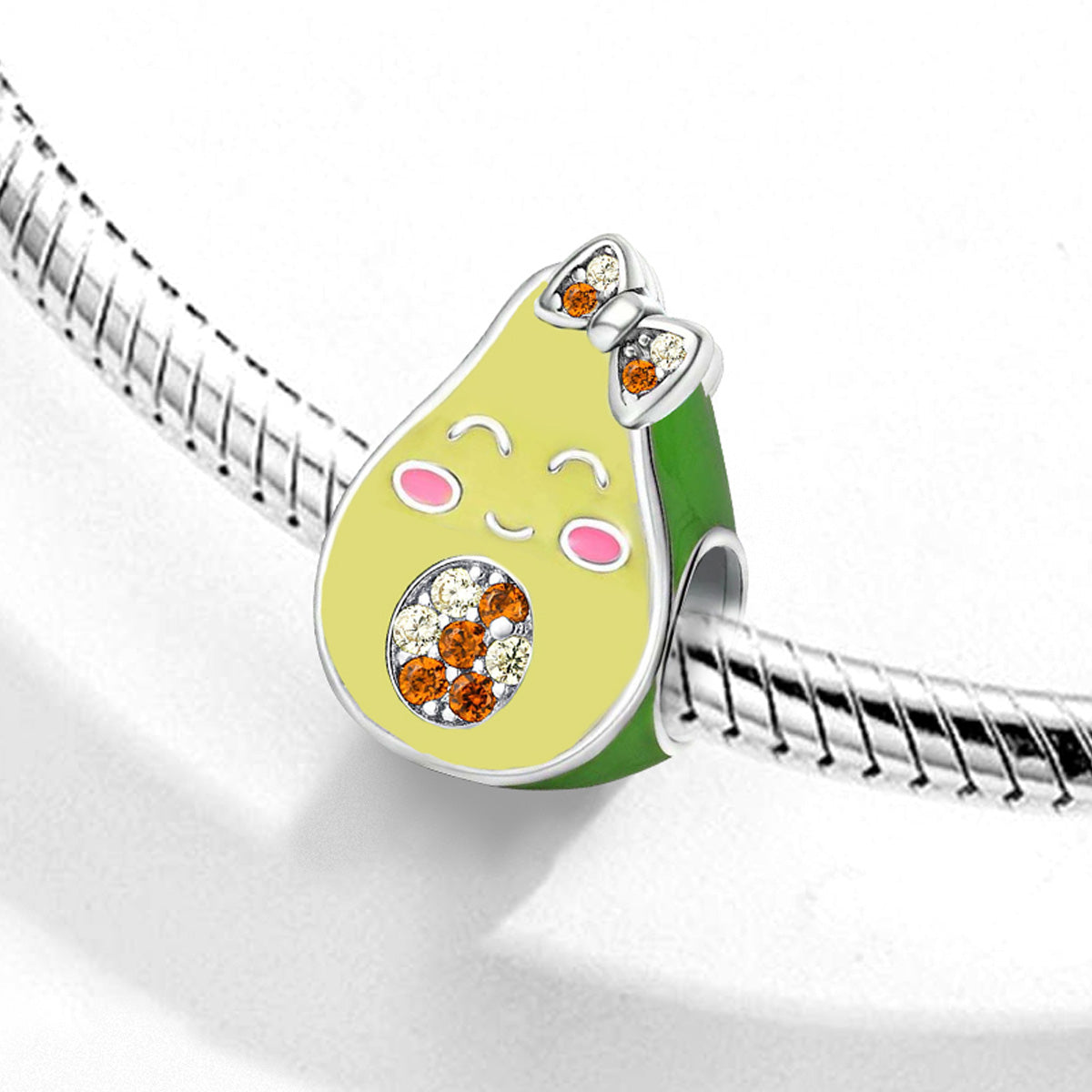 925 Sterling silver avocado bead