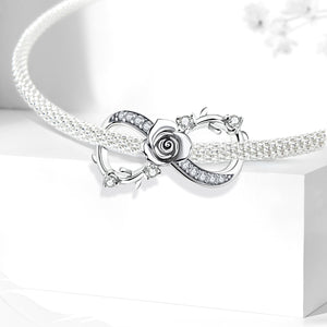 925 Sterling silver rose charm bead