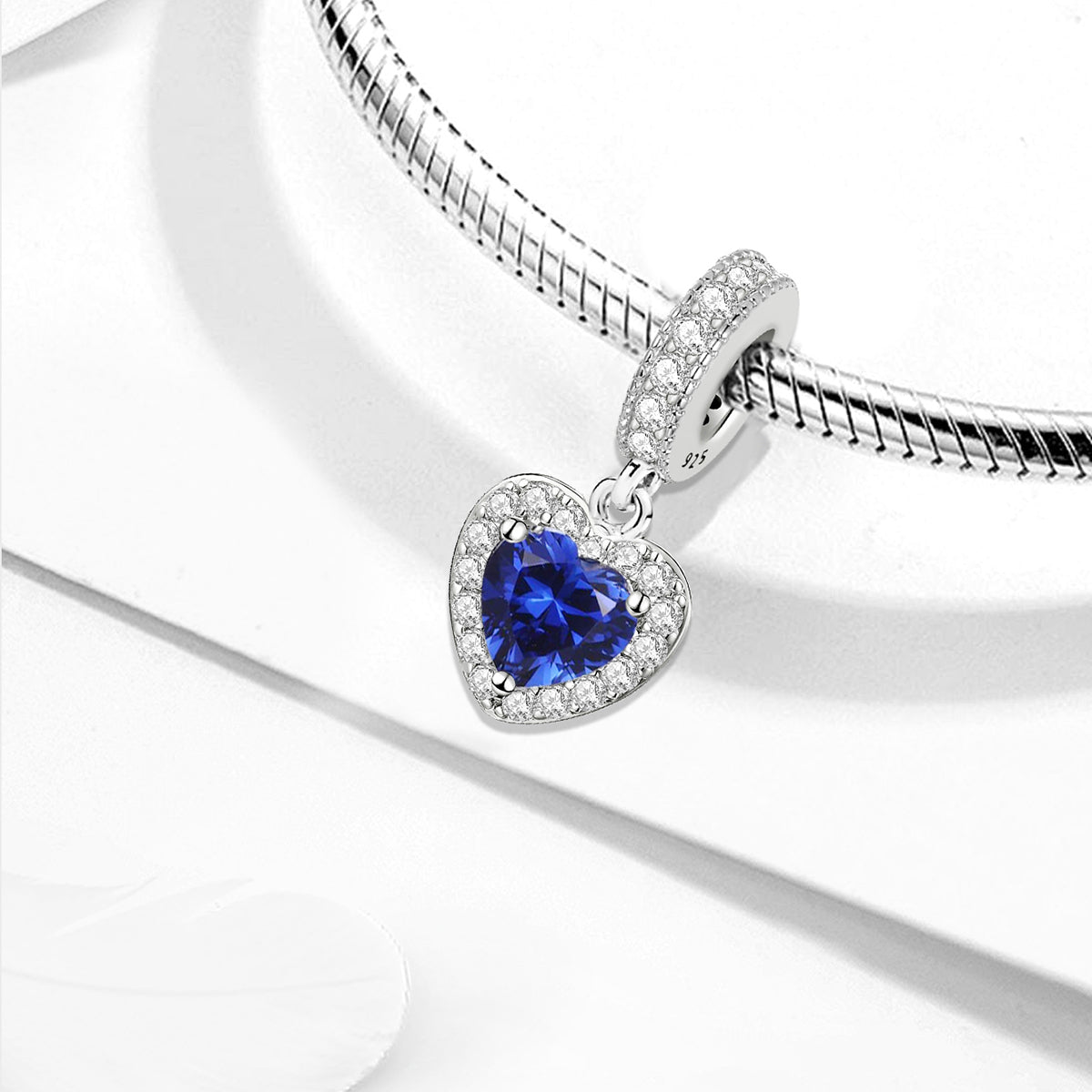 925 Sterling silver heart  charm bead