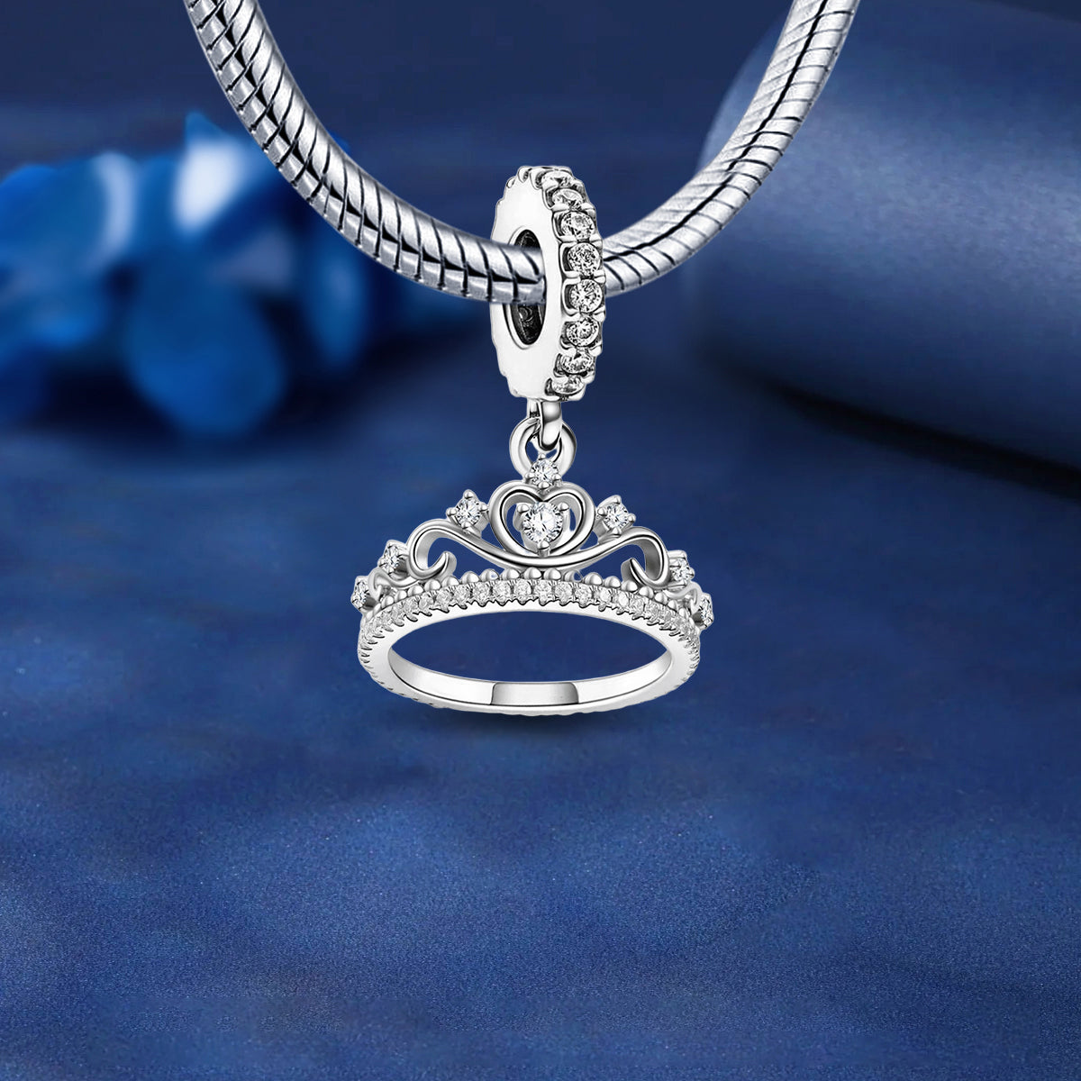 925 Sterling silver crown charm bead