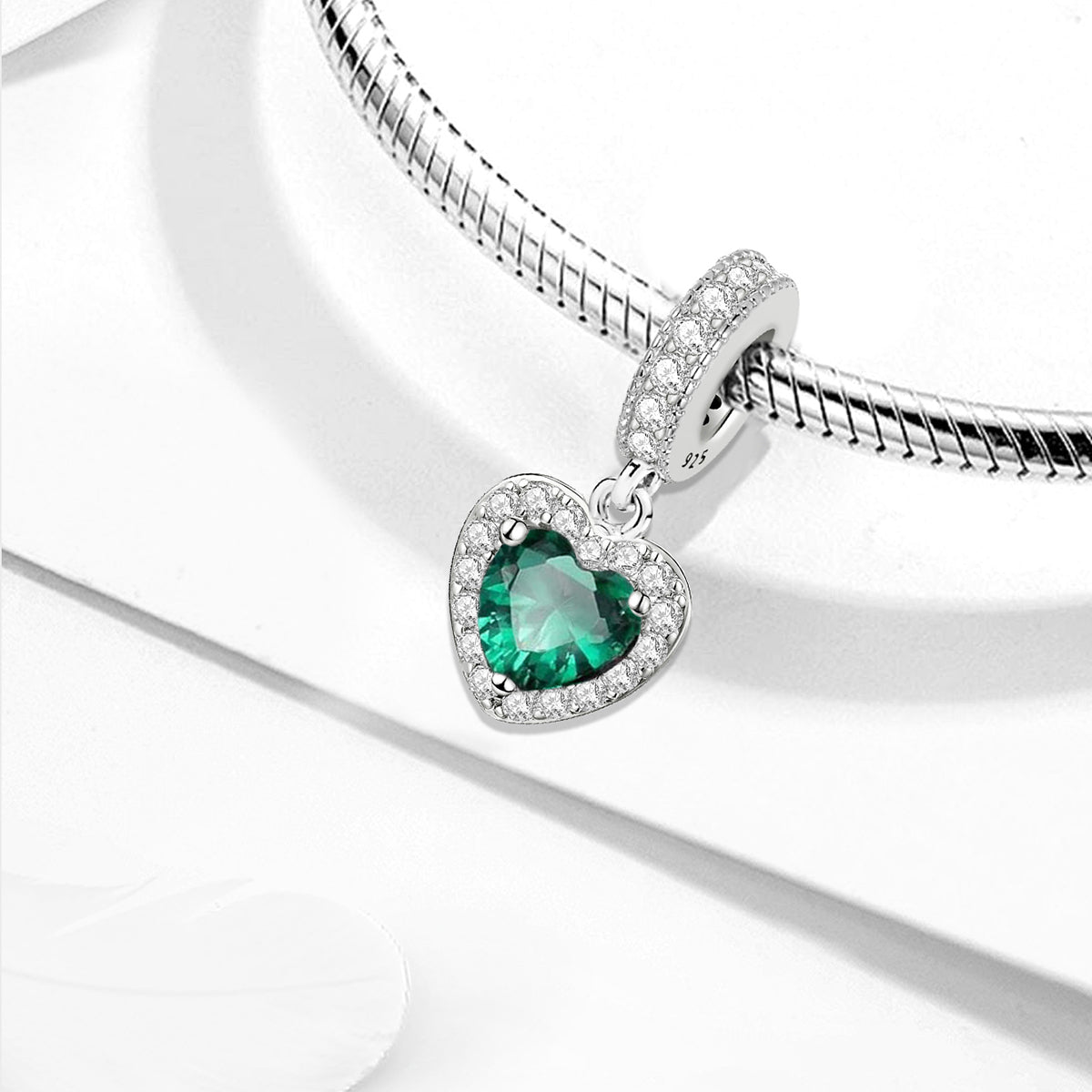 925 Sterling silver heart  charm bead