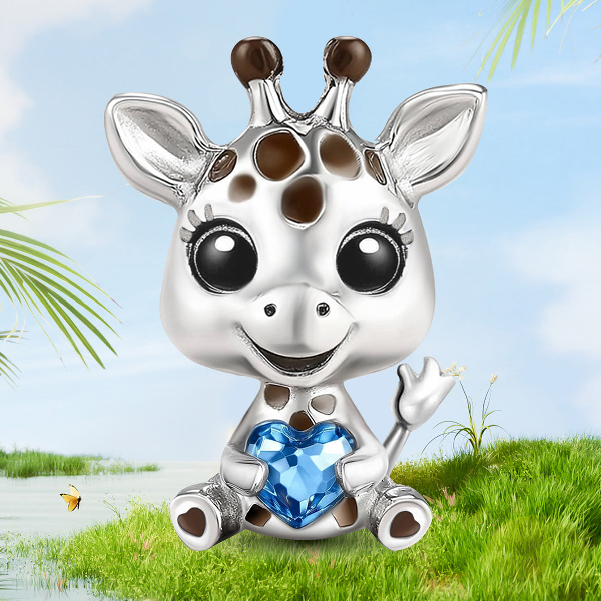 925 Sterling silver giraffe charm bead