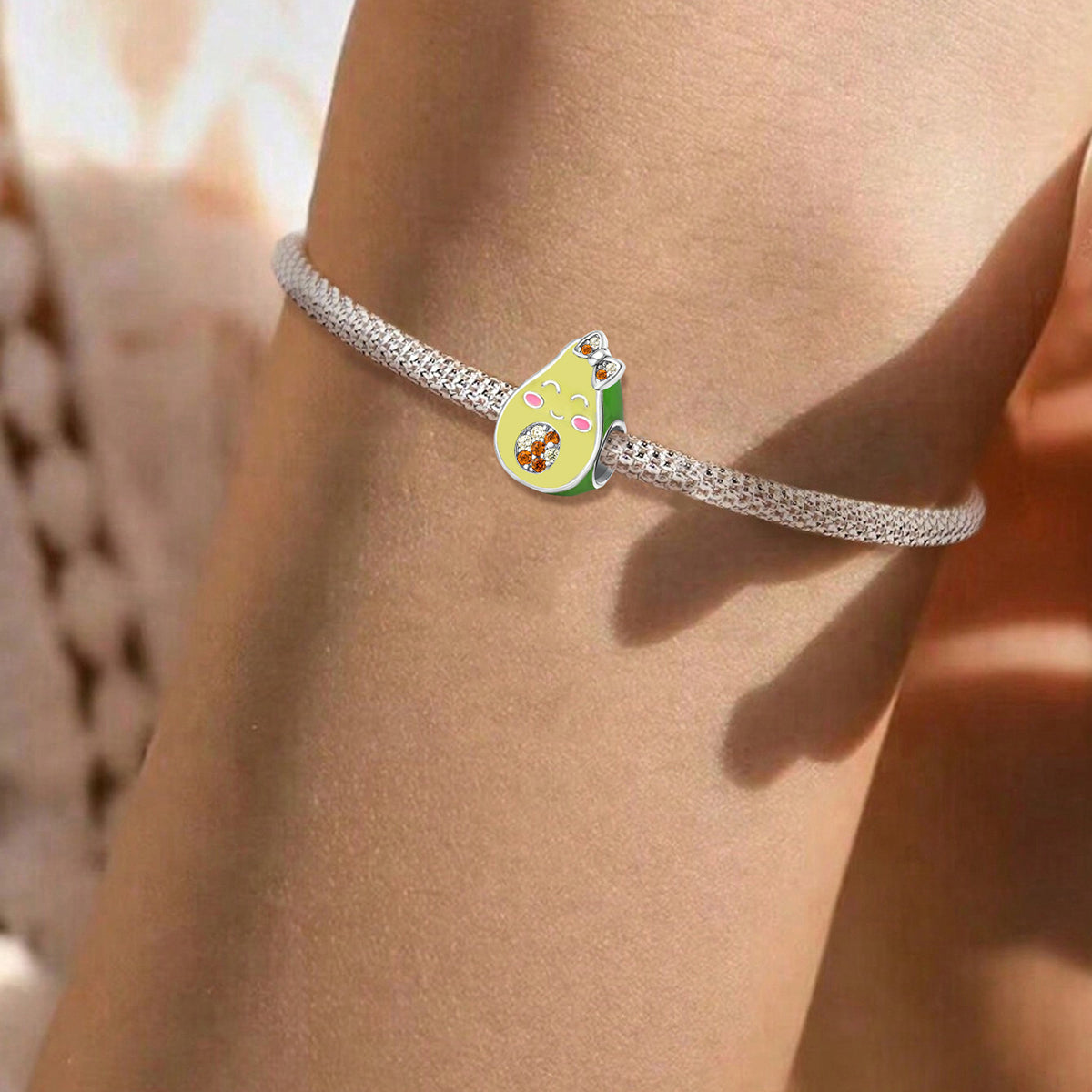 925 Sterling silver avocado bead