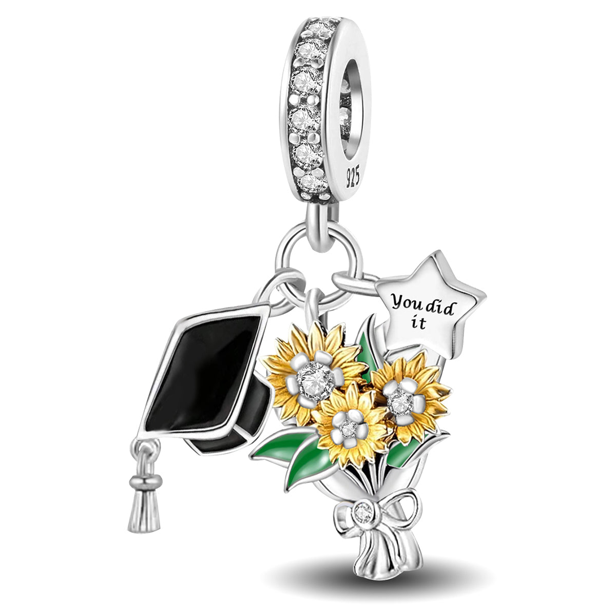 925 Sterling silver sunflower charm bead