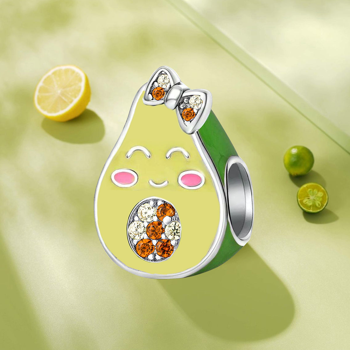 925 Sterling silver avocado bead