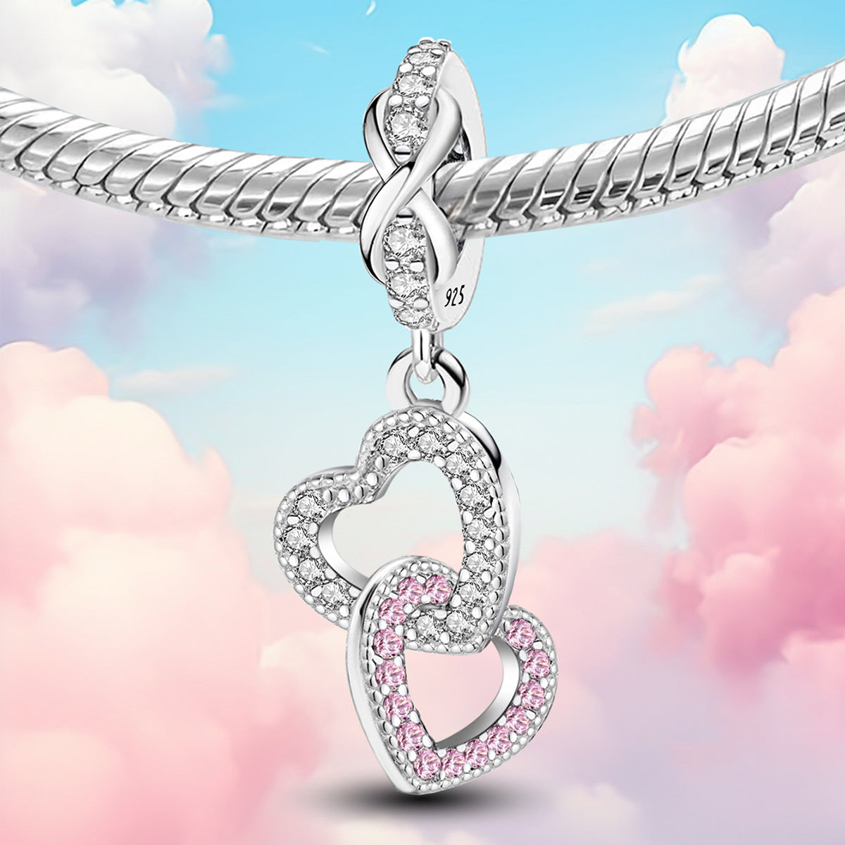 925 Sterling silver heart  charm bead