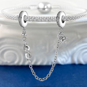 Infinity Heart Safety Chain (with Rubber Ring) | Black and White Zirconia