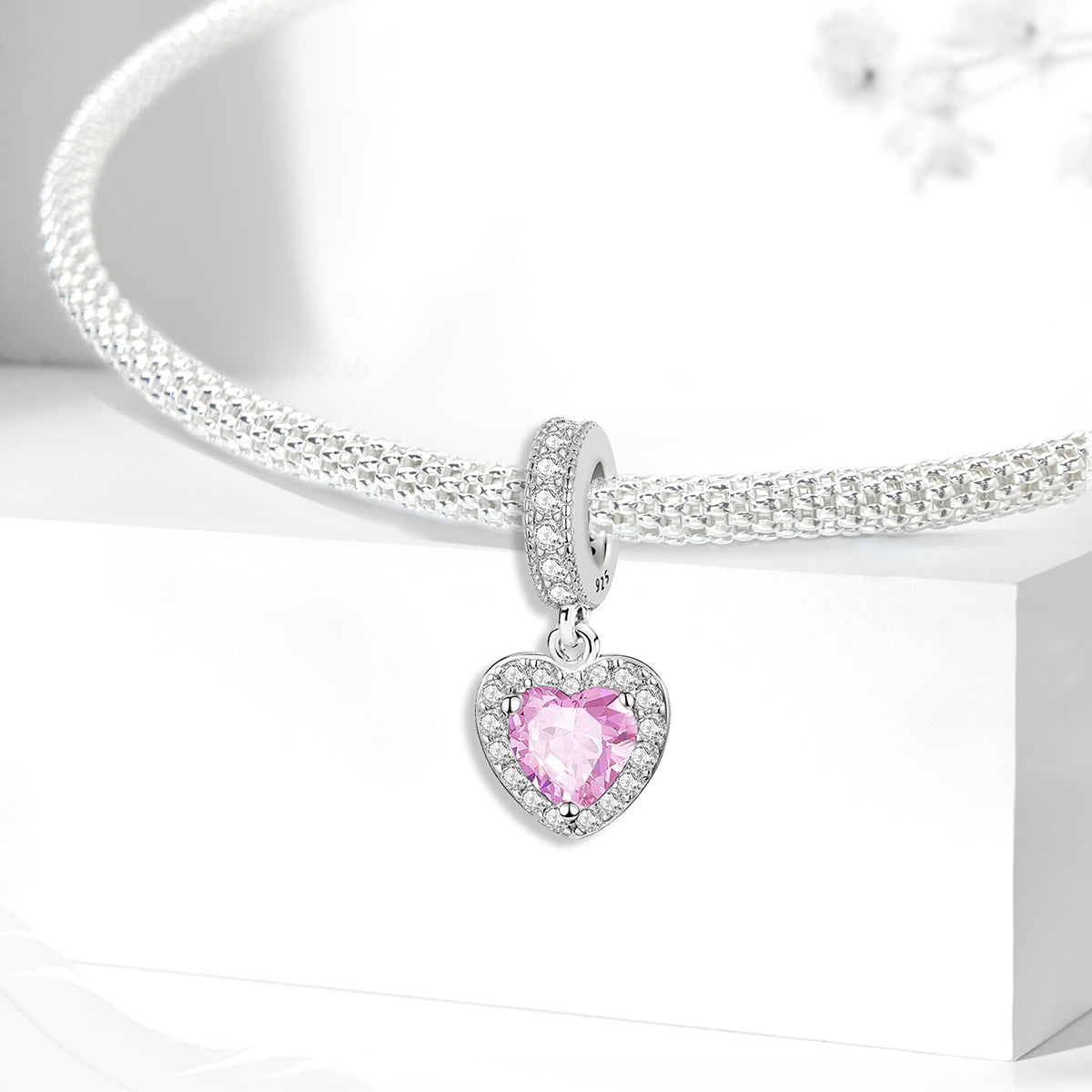 925 Sterling silver heart  charm bead