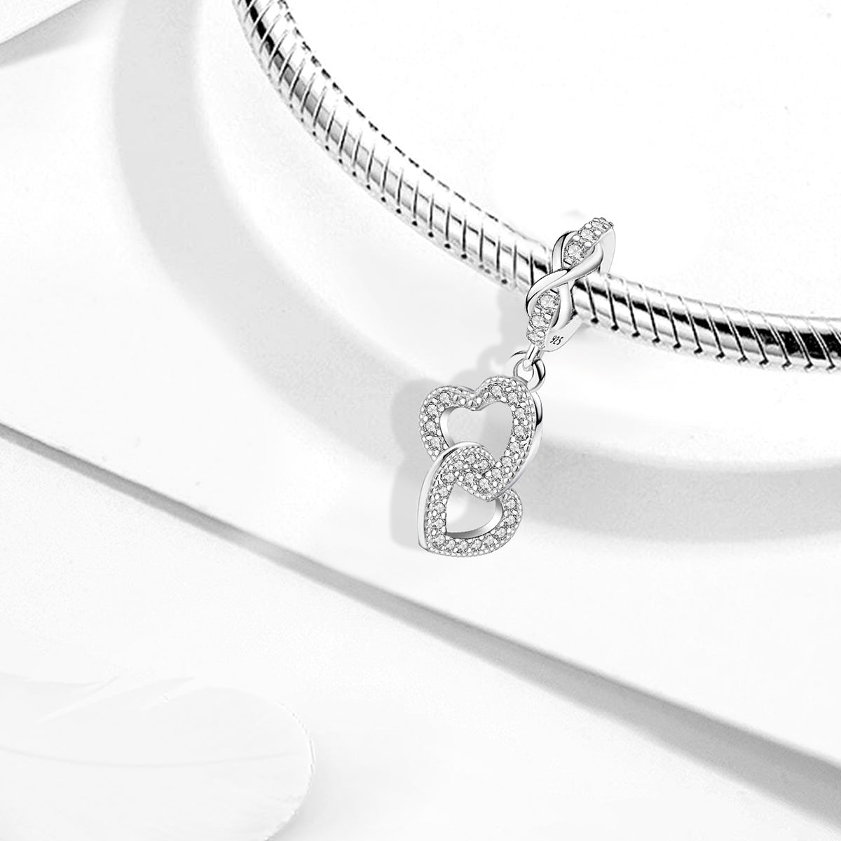 925 Sterling silver heart  charm bead