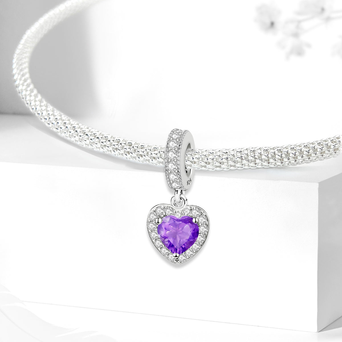 925 Sterling silver heart  charm bead